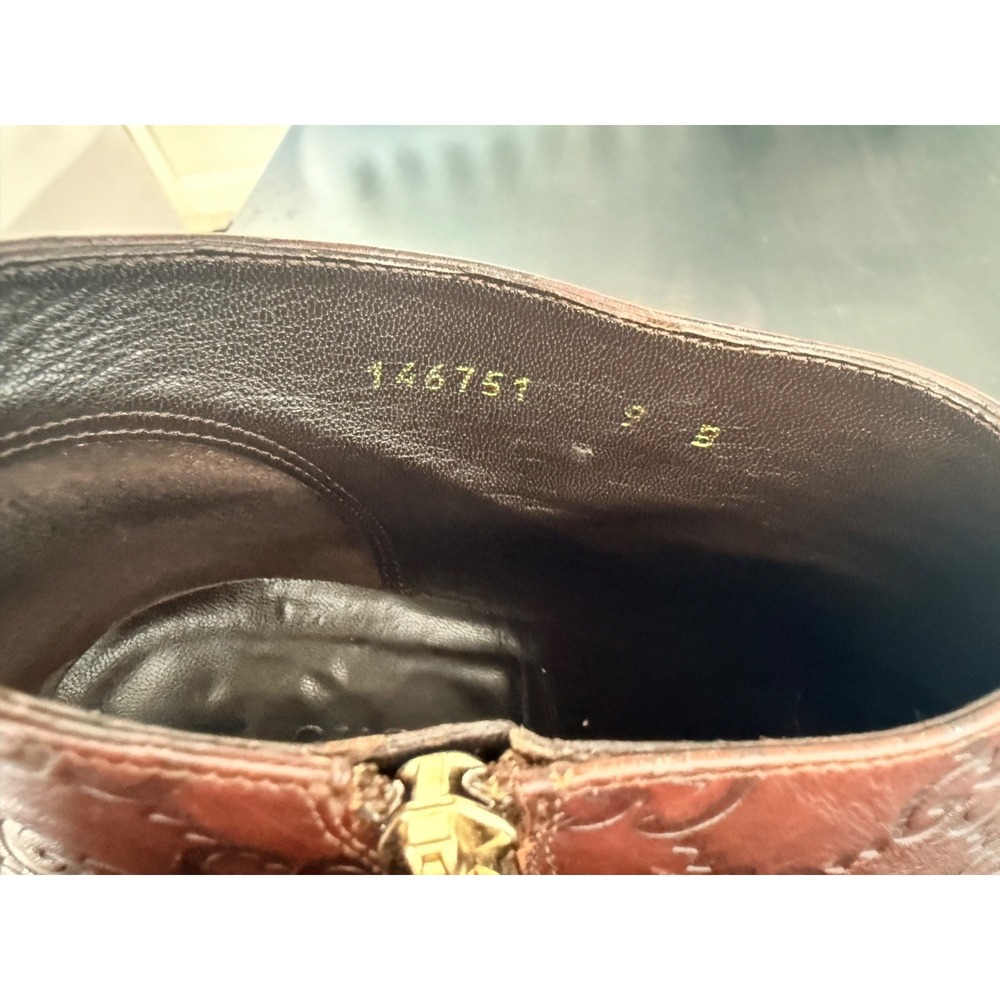 Gucci Guccissima GG Leather Ankle Booties Heels 9 / 9B Vintage Y2K Brown Italy - Picture 7 of 16